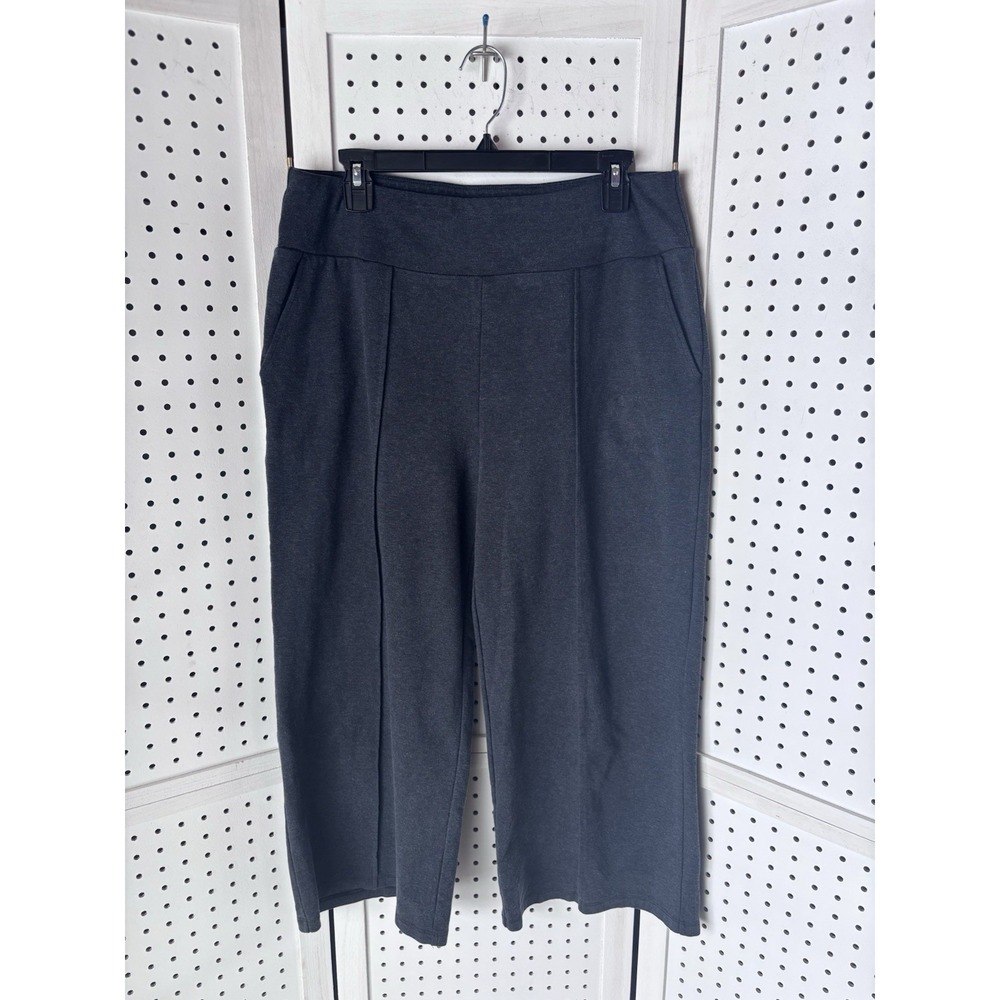 Garnet Hill Women's M Lyocell Wool Blend Pull On Crop Capri Pants Wide Leg